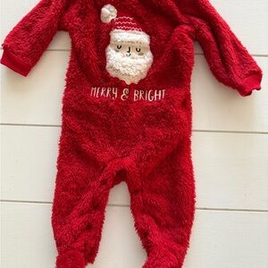Merry & Bright Red Santa Kids Footie